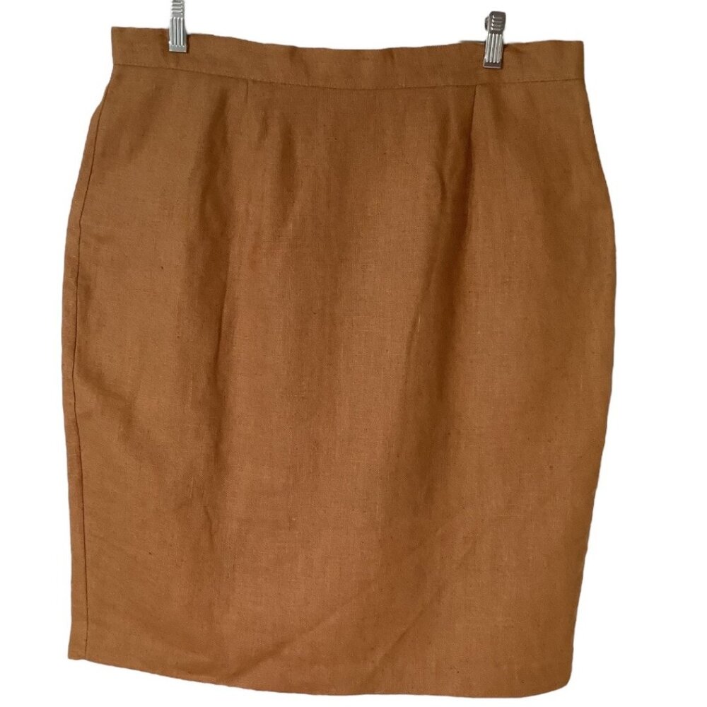 Vintage Fiorencci Italia Burnt Orange Linen Pencil Skirt Women's Size 18